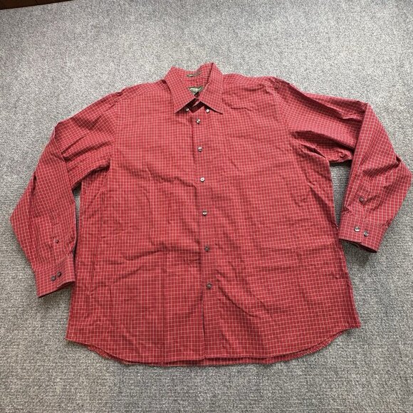 Eddie Bauer Shirt Mens 2XL XXL Red Plaid Wrinkle Resistant Button Down Dress - Picture 1 of 10